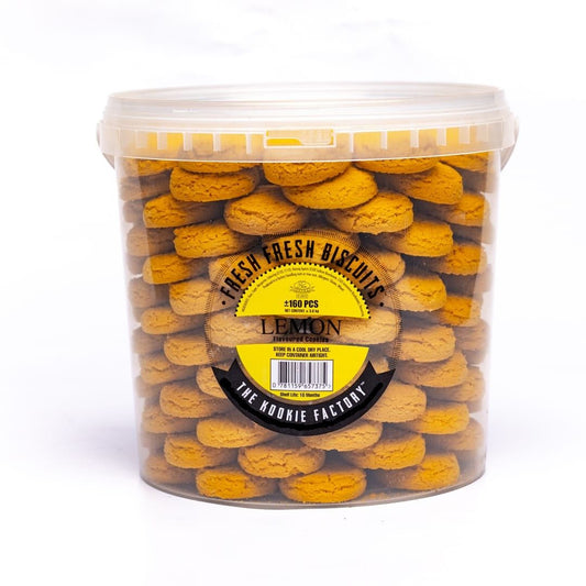 Kookie Factory Lemon Cookies 9L Bucket | Zesty Lemon Flavoured Biscuits | Family Value Pack