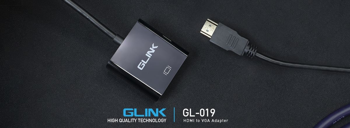 GLINK GL-001 HDMI to VGA Converter with 3.5mm Audio Port | HDMI Male to VGA Female Adapter | Full HD 1080P