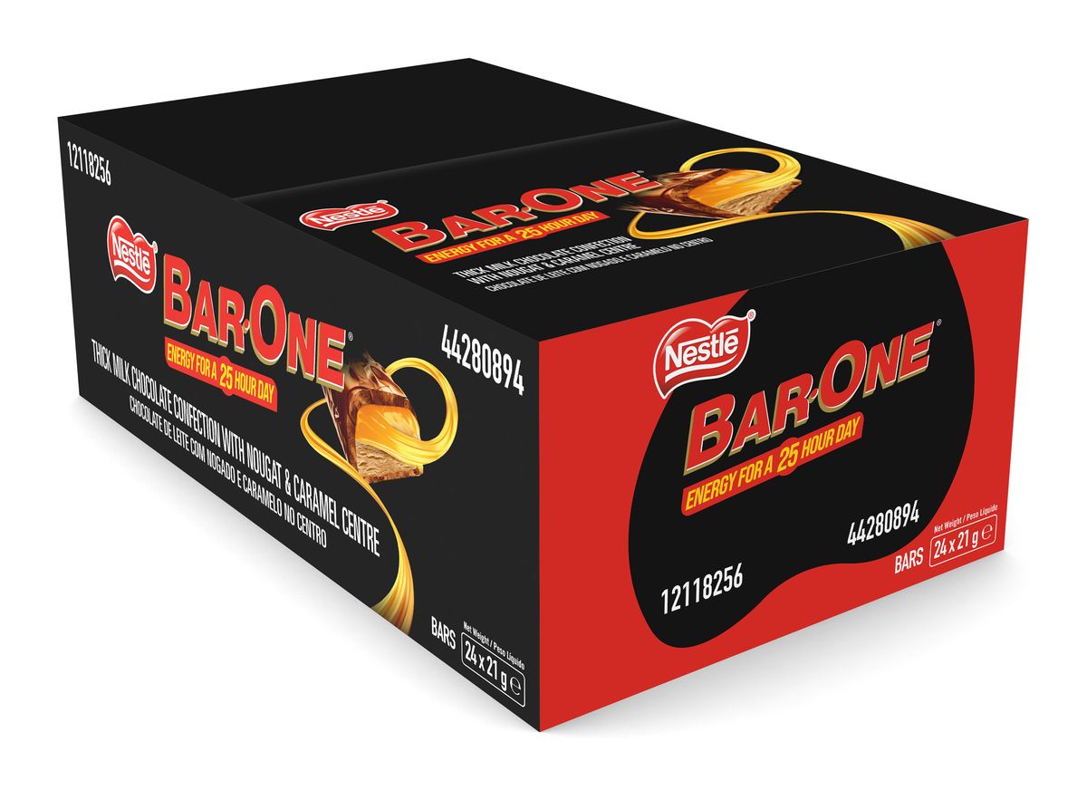 Nestle Bar One Mini Chocolate Bars 24 x 21g Display Box | Nougat & Caramel