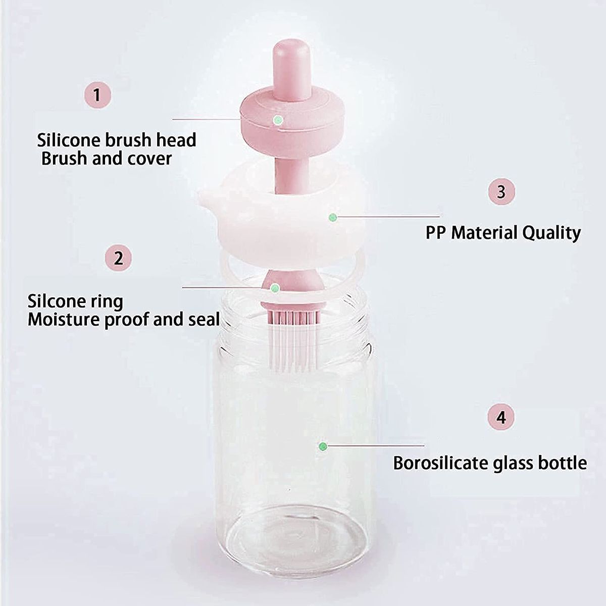 230ml Glass Oil Dispenser Bottle with Silicone Basting Brush | Leakproof Cooking Oil Bottle for BBQ & Baking