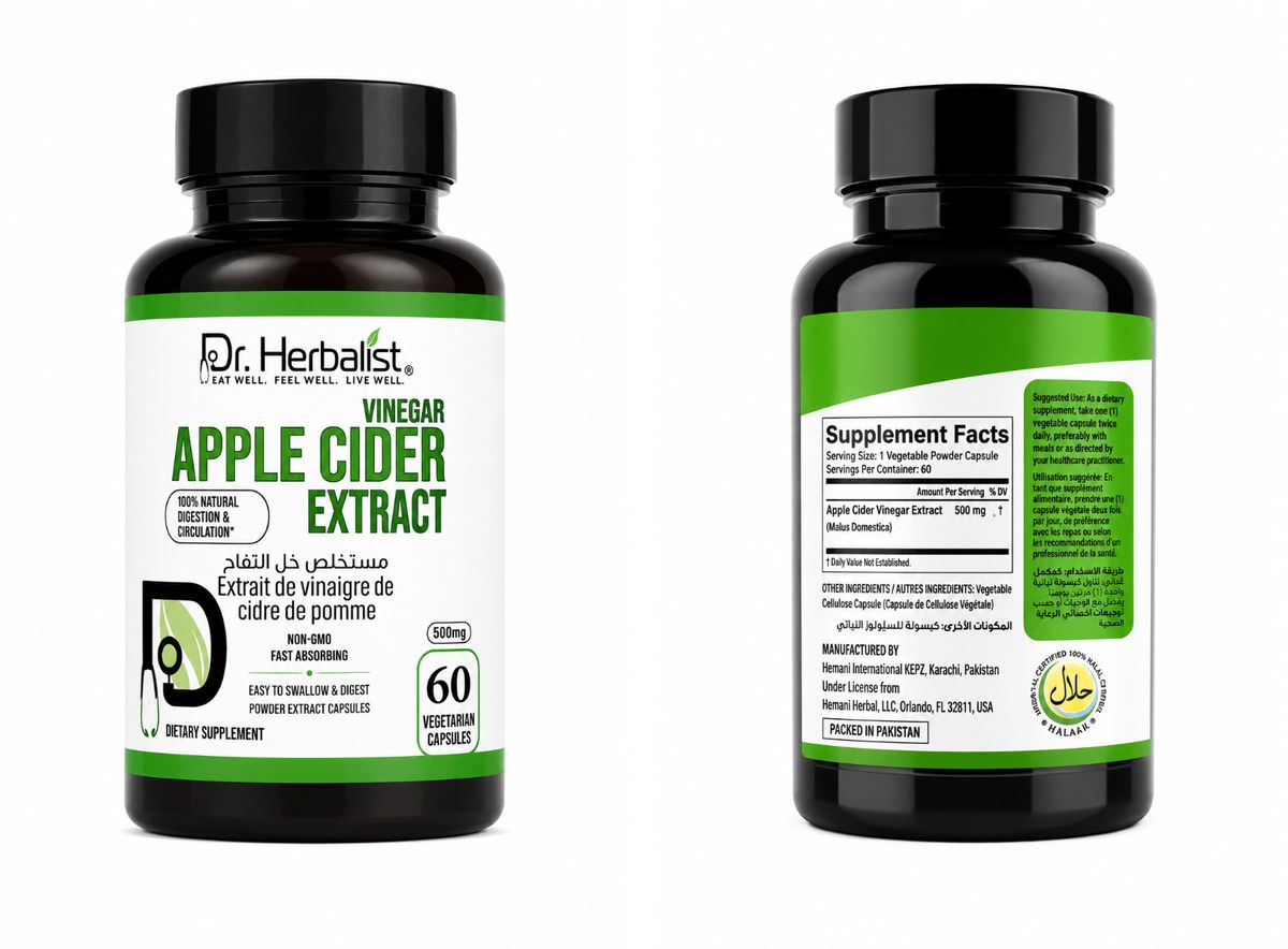 Dr. Herbalist Apple Cider Vinegar Extract 500mg – 60 Vegetarian Capsules