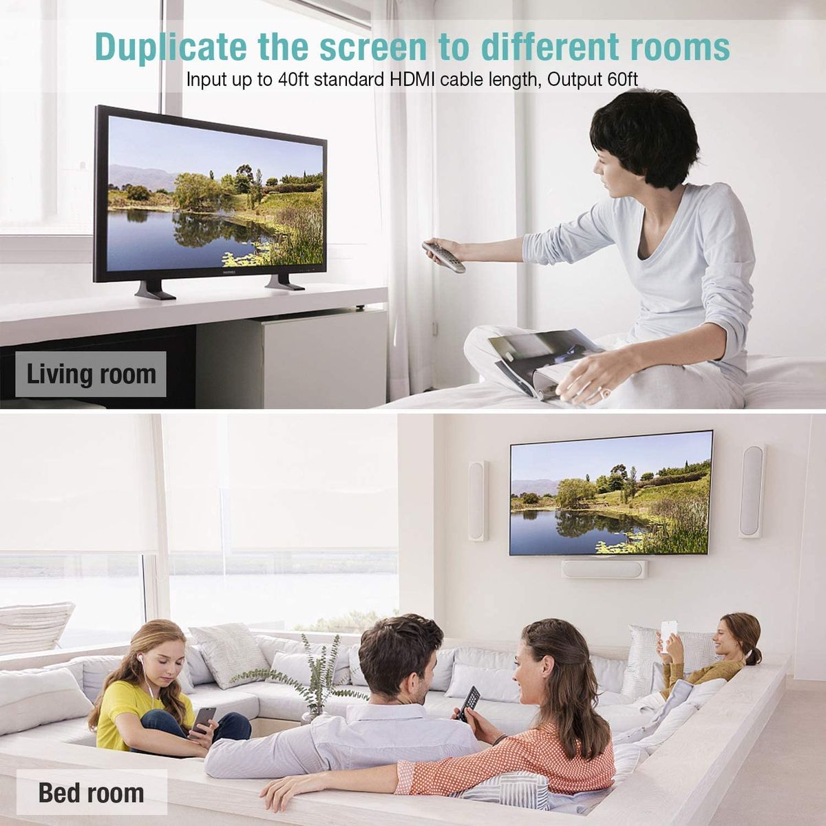 4 Port HDMI Splitter 1 Input 4 Output | 4K x 2K Ultra HD & Full HD 1080P HDMI 1.4 Splitter with Power Adapter