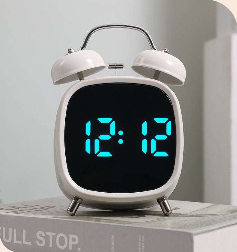 Digital Double Bell Alarm Clock with LED Display & Light-Up Table Clock – Bedside Desk Clock