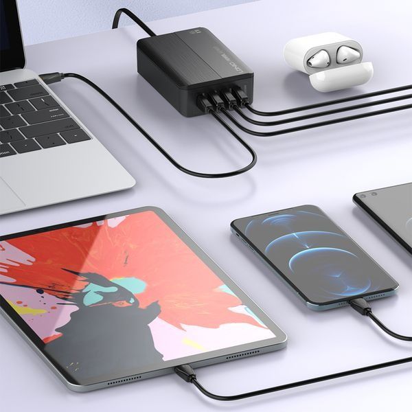 LDNIO 65W PD Desktop Fast Charger with LED Display – 2 USB-C PD + 2 USB-A QC 3.0 Multi-Port Charging Station