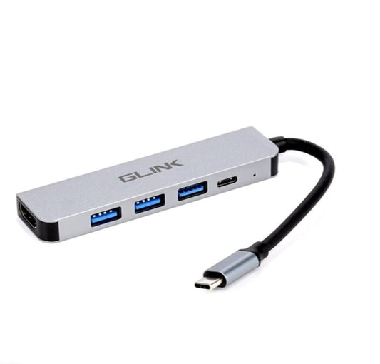 GLINK 5-in-1 USB-C Hub with 4K HDMI, 3 USB 3.0 Ports & 87W Power Delivery | Type-C Multiport Adapter for MacBook, Laptop, Tablet & PC