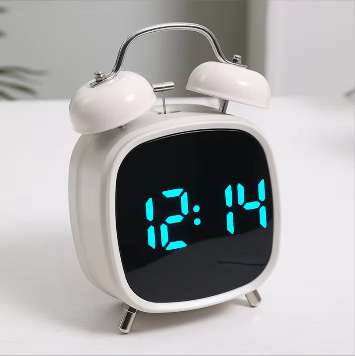 Digital Double Bell Alarm Clock with LED Display & Light-Up Table Clock – Bedside Desk Clock