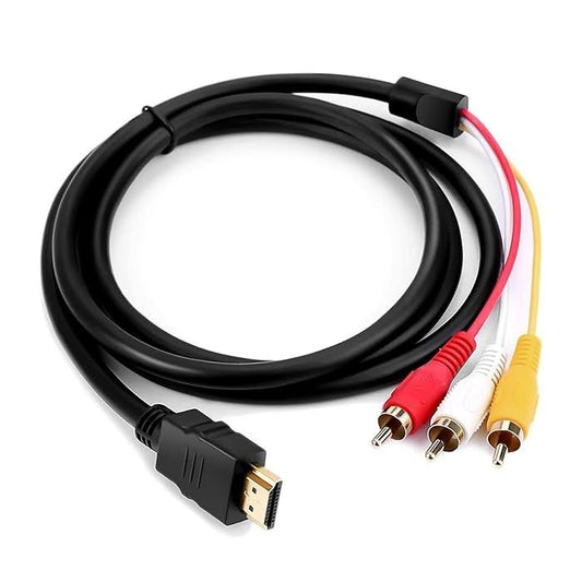 HDMI Male to 3 RCA AV Cable 1.5M | Audio Video Composite Cable for Compatible HDTV, TV & DVD