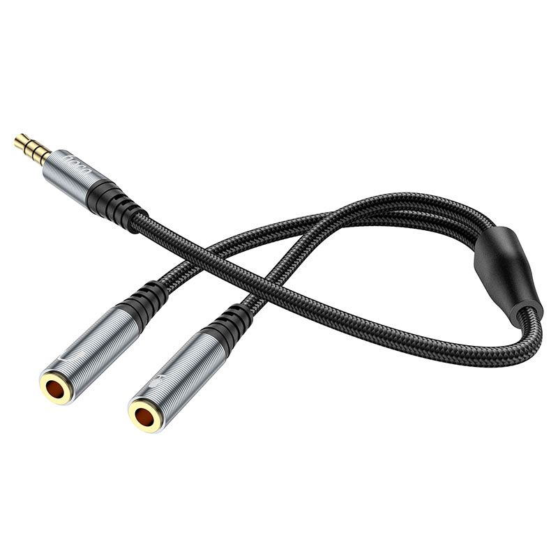 HOCO UPA21 2-in-1 Audio Splitter Cable | 3.5mm Male to Dual 3.5mm Female AUX Headphone Splitter | Braided Stereo Audio Adapter