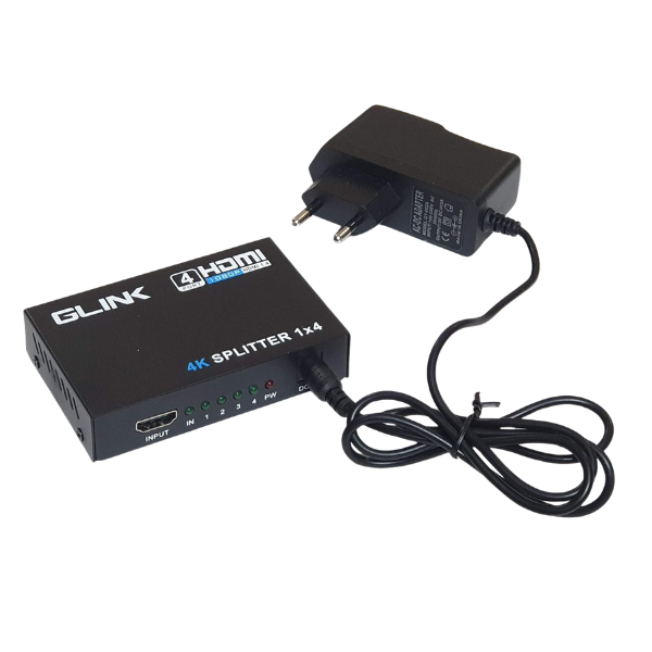 GLINK HDMI Splitter 1x4 4K UHD HDMI 1.4 | 1 Input to 4 Outputs | Full HD 1080P | Model GLSP-013