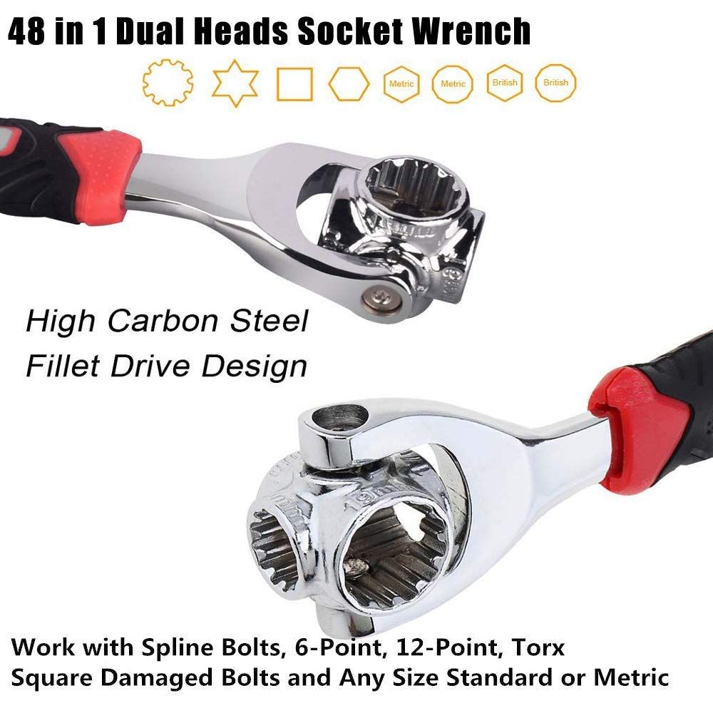 Universal 48-in-1 Multi-Function 360° Rotating Socket Wrench – Adjustable Universal Spanner Tool for Car, Bike & Home Repair