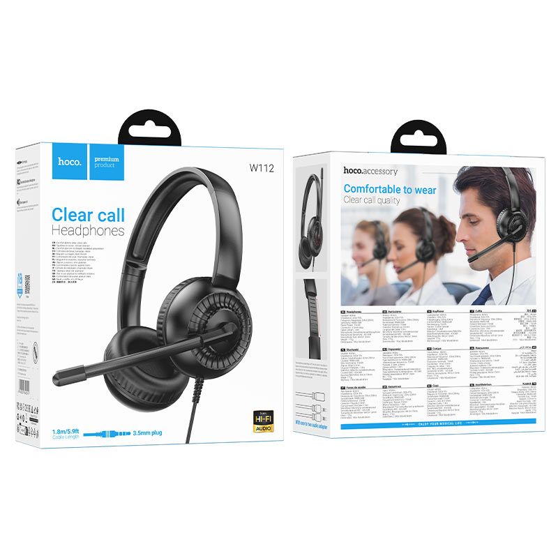 W112 Wired Headset with Noise-Reducing Microphone & 3.5mm Jack | Stereo Headphones for PC, Laptop, Office & Online Classes