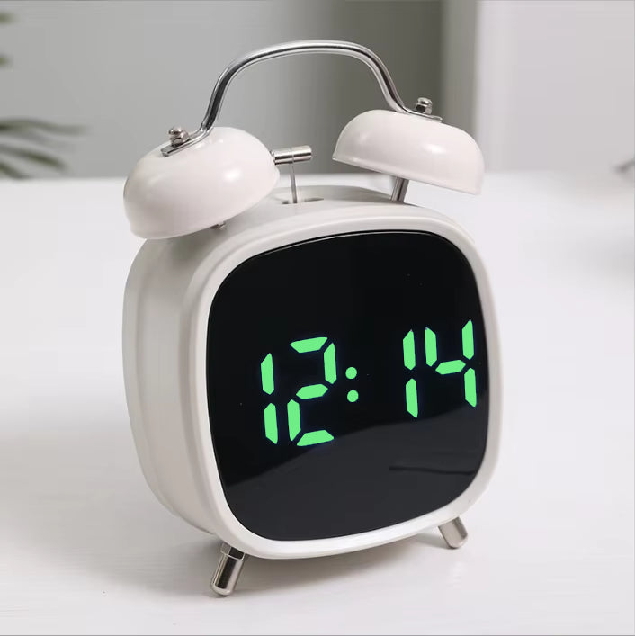 Digital Double Bell Alarm Clock with LED Display & Light-Up Table Clock – Bedside Desk Clock