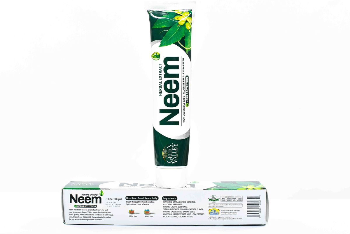 Green Valley Neem Herbal Toothpaste 150g | Natural Fluoride-Free Toothpaste with Neem Extract for Healthy Teeth & Gums