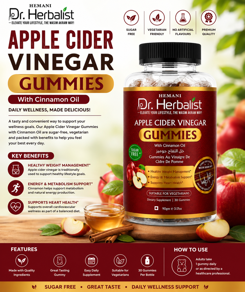 Dr. Herbalist Apple Cider Vinegar Gummies with Cinnamon Oil – Sugar Free Vegetarian Supplement, 30 Gummies