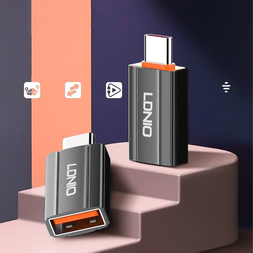 LDNIO LC140 USB-C Male to USB-A Female OTG Adapter | USB 3.0 High-Speed 5Gbps Data Transfer & Fast Charging | Type-C to USB Converter for Android, Laptop, MacBook & Tablet