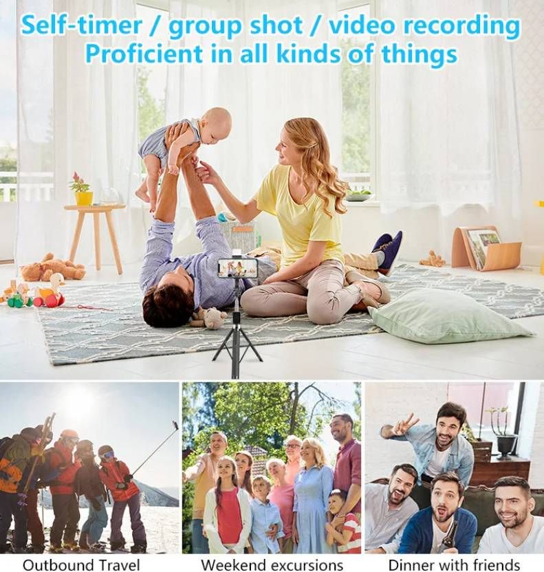 P170S Bluetooth Selfie Stick Tripod with Wireless Remote | Extendable Phone Tripod Stand for iPhone & Android