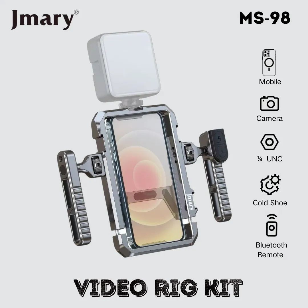 MS-98 Aluminum Smartphone Video Rig Cage with Dual Handles and Remote