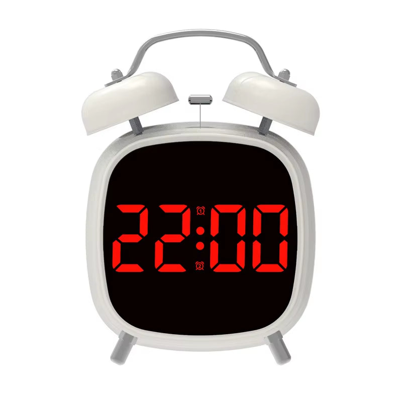 Digital Double Bell Alarm Clock with LED Display & Light-Up Table Clock – Bedside Desk Clock