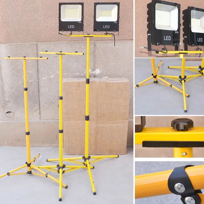 Portable Telescopic Flood Light Stand Adjustable Heavy-Duty Tripod Mount for Work Lights, Construction, Garage & Outdoor Use