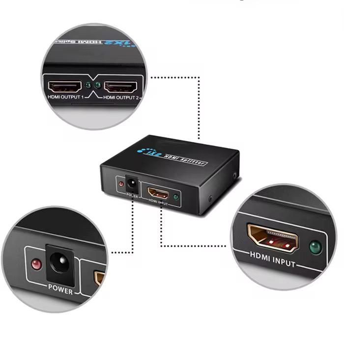 HDMI Splitter 1x2 1080P Full HD 3D – 1 Input 2 Output HDMI Signal Splitter with Dual Display Support