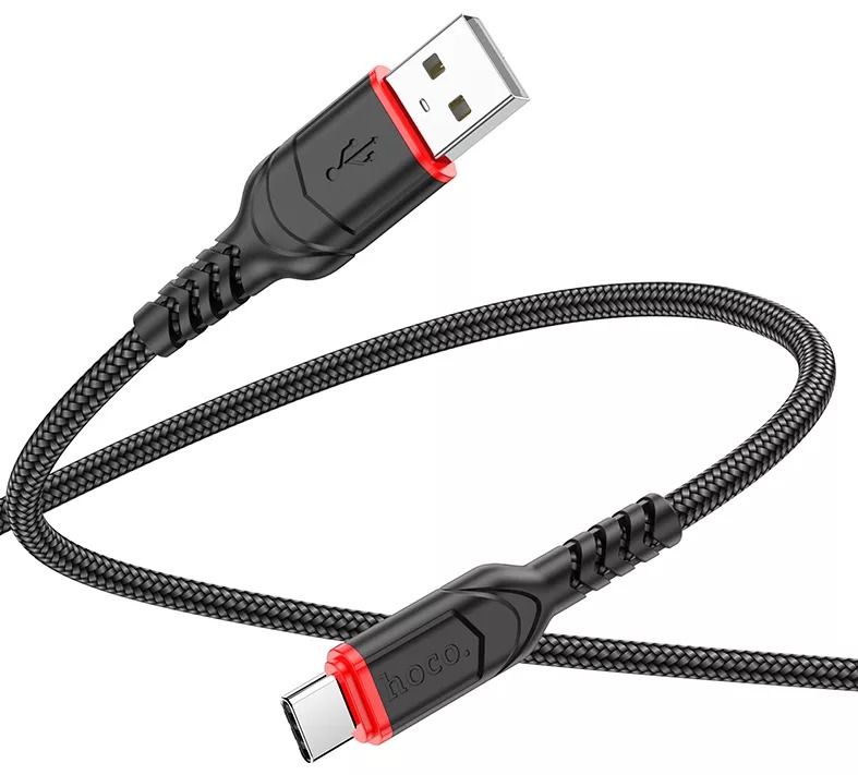 HOCO X59 Victory USB to USB-C Fast Charging Cable 3A 3M | Nylon Braided Type-C Charging & Data Sync Cable - Black