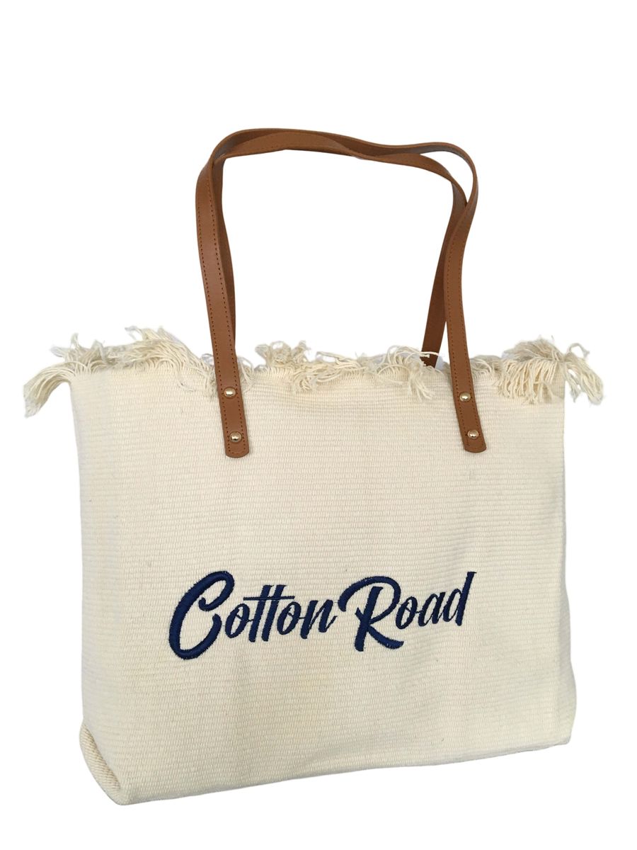 Cotton Road 15L Pure Cotton Tapestry Beach Bag - Black Large Shoulder Tote