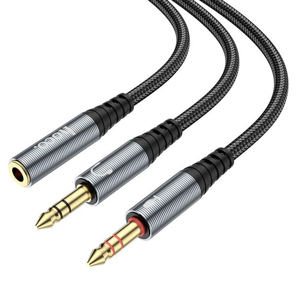 2-in-1 3.5mm Audio Splitter Cable Female to Dual Male 25cm (UPA21) | Headphone & Microphone Adapter | Nylon Braided - 2 Pack
