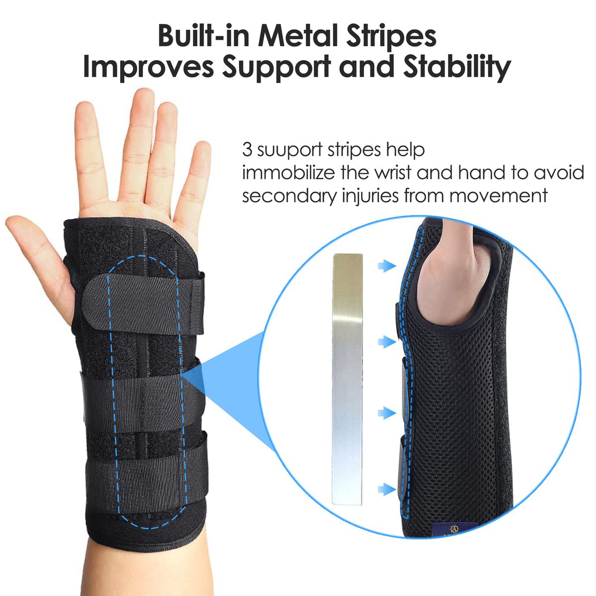 Left Hand Wrist Support Brace with Adjustable Splint – Compression Wrist Stabilizer for Sports, Gym & Daily Wrist Support