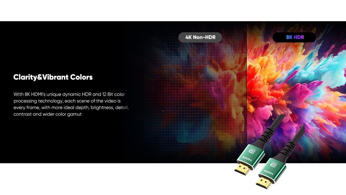 HDMI 2.1 8K Ultra High Speed Cable 3 Meter | 8K@60Hz, 4K@120Hz HDR eARC Premium HDMI Male to Male Cable