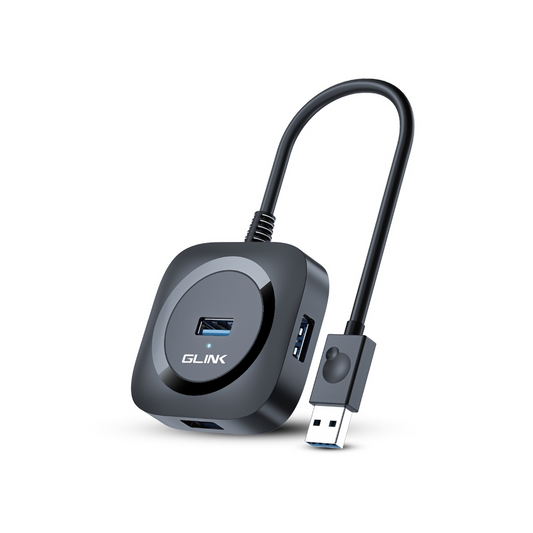 Glink GL-U02 USB 3.0 Hub 4-Port | SuperSpeed 5Gbps USB Splitter with 1.2m Cable for Laptop, PC & Mac