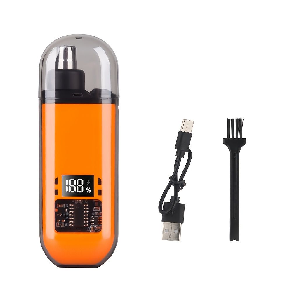 Portable USB Rechargeable Electric Nose & Ear Hair Trimmer with LED Digital Display for Men & Women