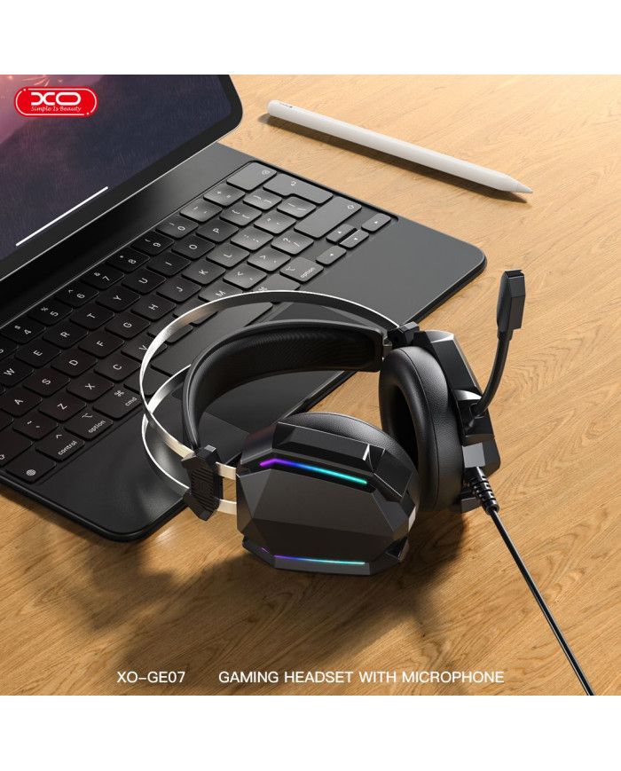 XO GE-04 RGB Wired Gaming Headset with Microphone, 50mm Drivers, USB + Dual 3.5mm