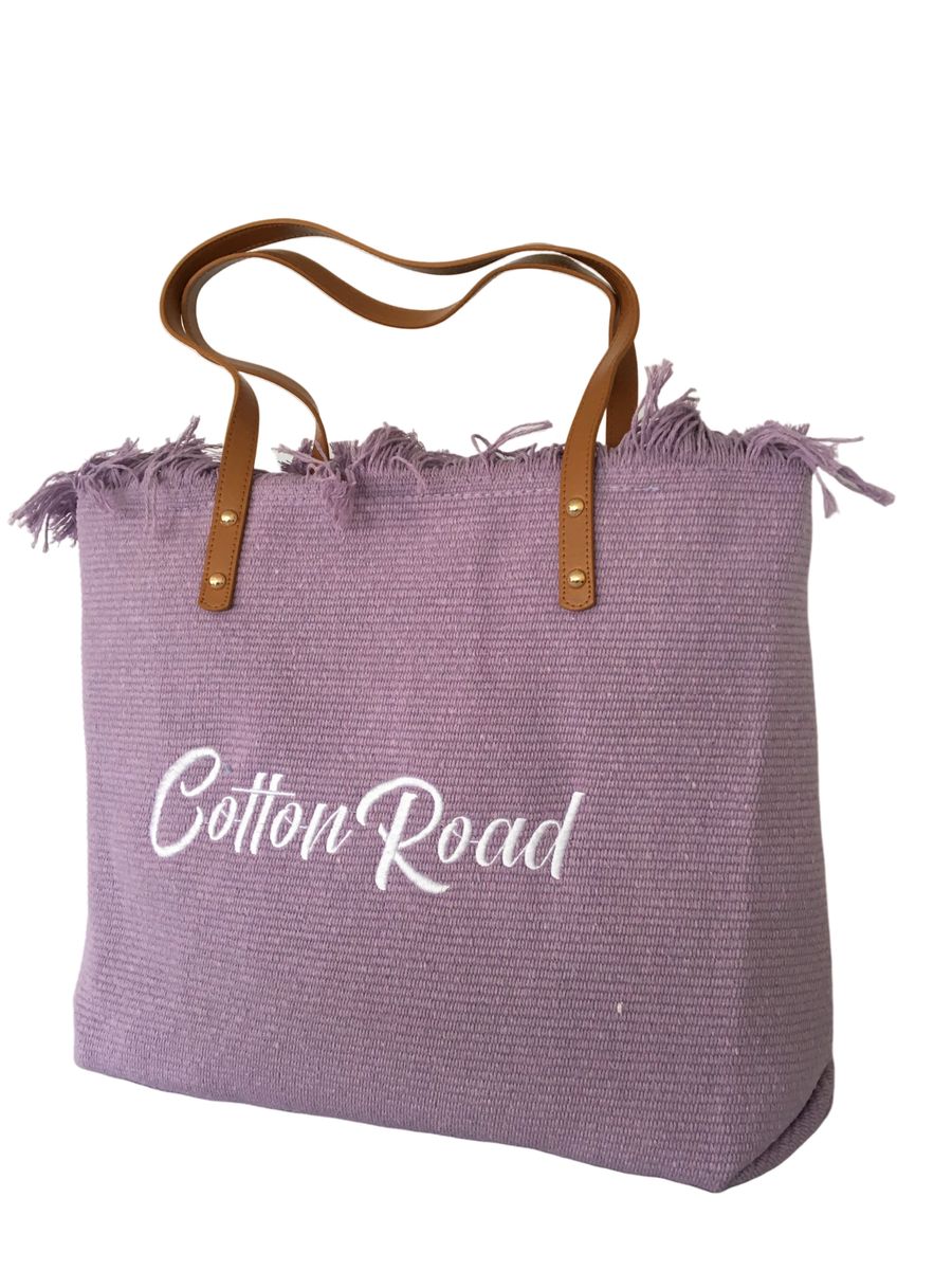 Cotton Road 15L Pure Cotton Tapestry Beach Bag - Black Large Shoulder Tote