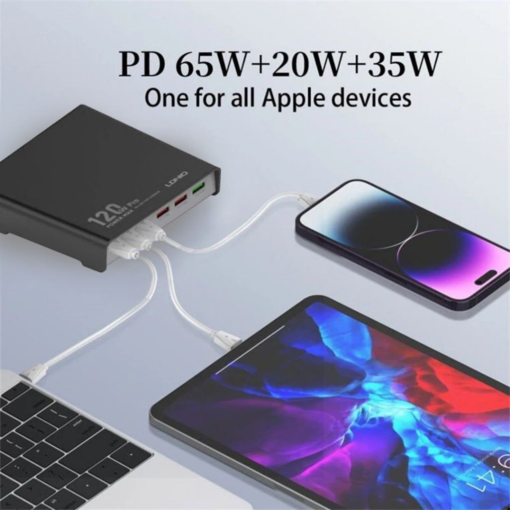 LDNIO Q605 120W GaN Desktop Charging Station 6-Port USB-C PD & USB-A Fast Charger | Black| White