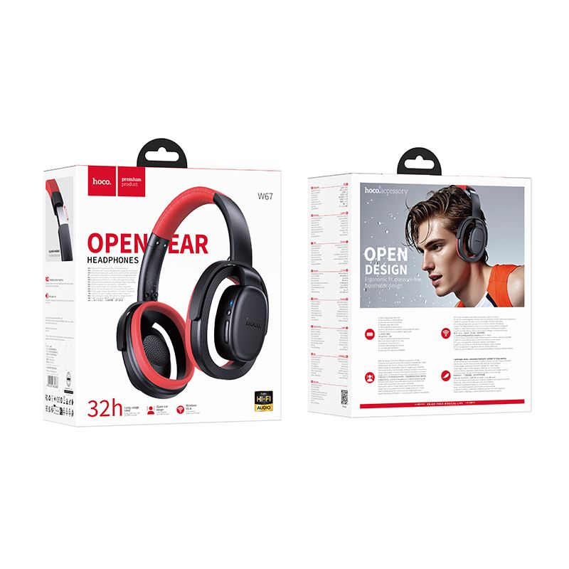 Hoco W67 Open-Ear Wireless Bluetooth Headphones | 32 Hours Playtime, Bluetooth 5.4, HiFi Stereo Sound & Built-in Microphone
