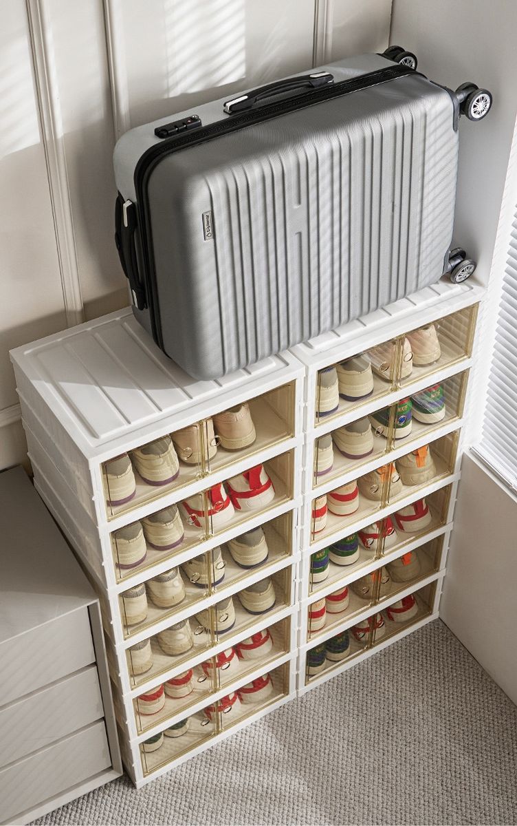 6 Layer Shoe Storage Cabinet | Foldable Plastic Shoe Rack Organizer with Transparent Drawers for Home & Bedroom