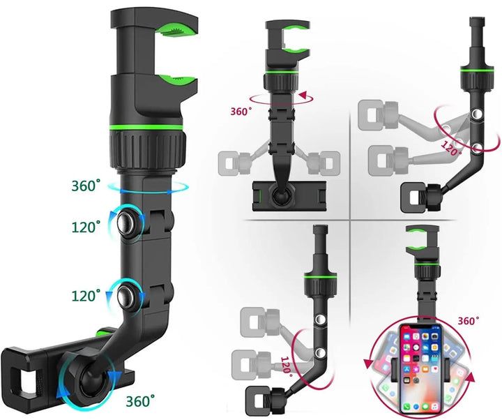 HOCO DCA15 360° Rotating Rearview Mirror Car Phone Holder – Universal Adjustable Smartphone Mount