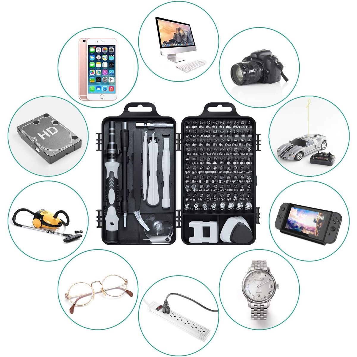 115-Piece Magnetic Precision Screwdriver Bit Set & Repair Tool Kit – Multipurpose Hand Tool Set for Electronics, Mobile, Laptop & Home Repairs