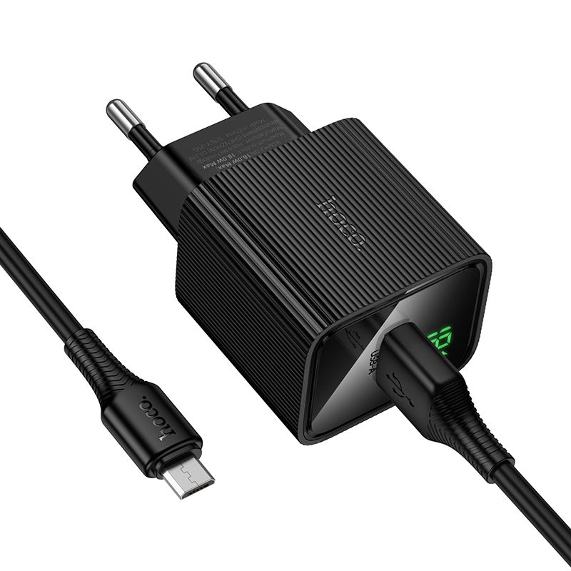 HOCO CS81A 18W QC3.0 USB-A Fast Wall Charger with USB-A to Micro USB Cable (1M) | Quick Charge 3.0 EU Plug