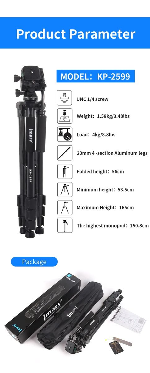 Professional Camera Tripod and Monopod Stand with Adjustable Legs