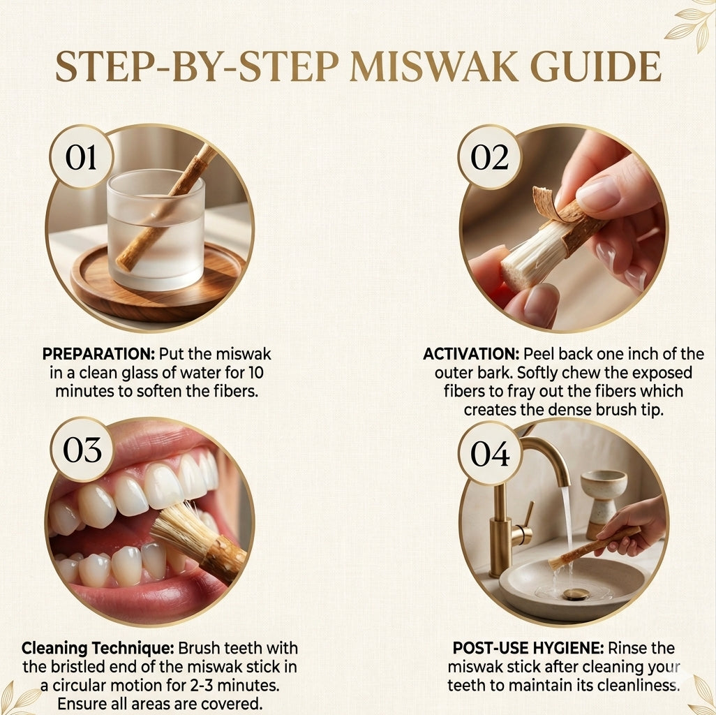 Al Khair Miswak Sticks Natural Arak Toothbrush - Pack of 5 | Organic Salvadora Persica Herbal Teeth Cleaning Sticks