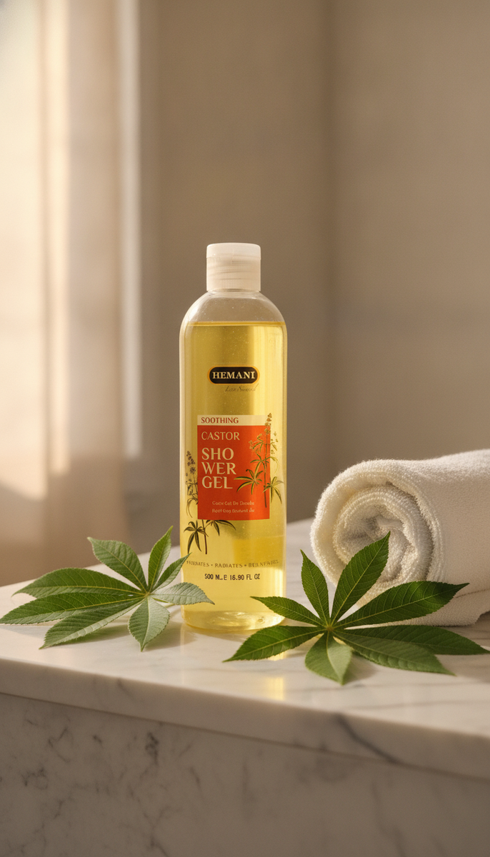 Hemani Castor Shower Gel 500ml – Soothing & Hydrating Body Wash with Castor Oil