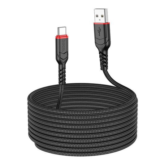 HOCO X59 Victory USB to USB-C Fast Charging Cable 3A 3M | Nylon Braided Type-C Charging & Data Sync Cable - Black