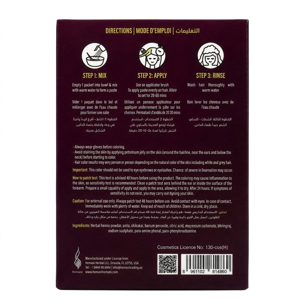 Hemani Black Henna Hair Colour 60g – Ammonia-Free Herbal Hair Dye with Amla