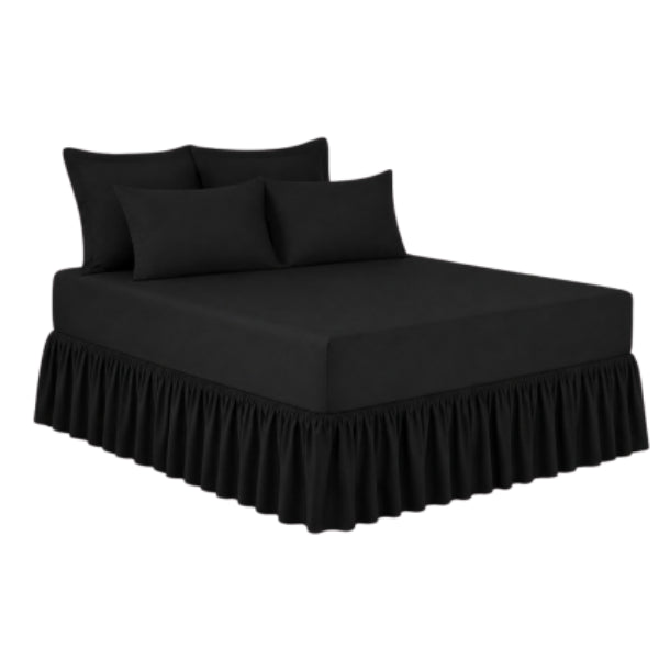 Queen Size Frilled Fitted Sheet Set with 4 Pillow Covers – Soft Ruffled Bed Sheet Set