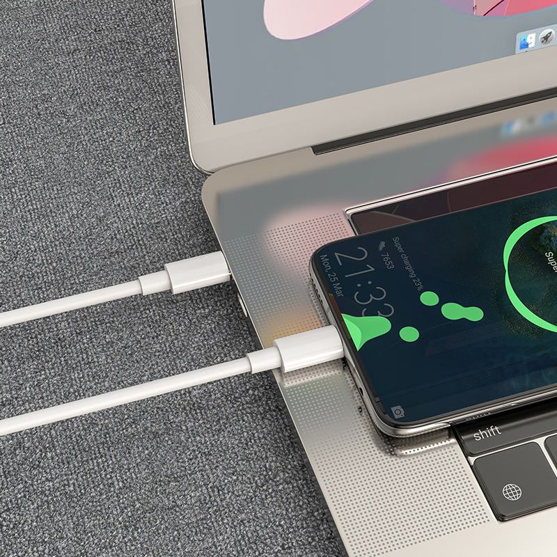 HOCO X51 USB-C to USB-C 100W PD Fast Charging Cable 1M | Type-C Data Sync Cable for MacBook, Laptop, iPhone 15/16, Samsung & Tablets - White