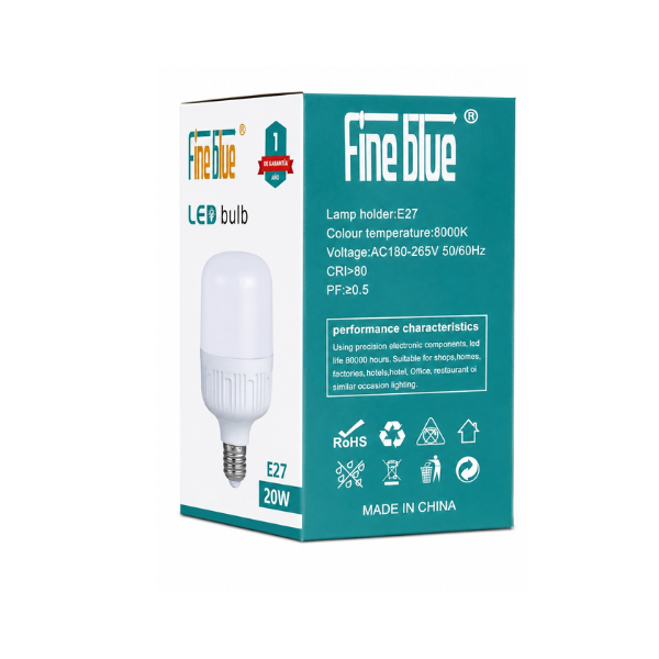 Fine Blue E27 20W LED Bulb – Super Bright Energy Saving Cool White Light for Home & Office