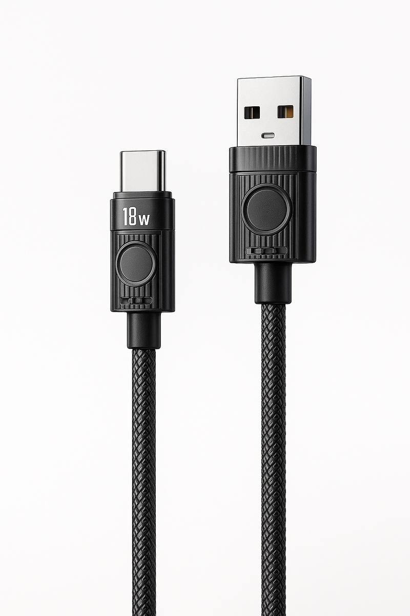 Viplatina BC90C USB-A to USB-C 18W Fast Charging Cable 1.2M | Durable Braided Data Sync Cable – Black