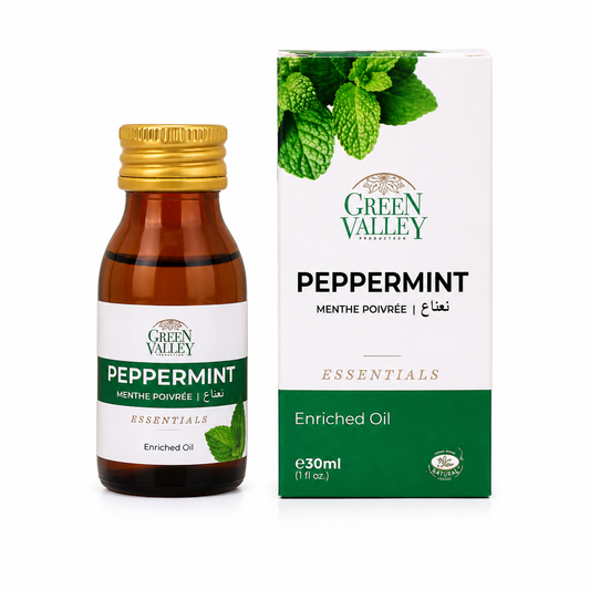 Green Valley Peppermint Essential Oil 30ml - Enriched Natural Oil for Aromatherapy, Hair, Skin & Massage