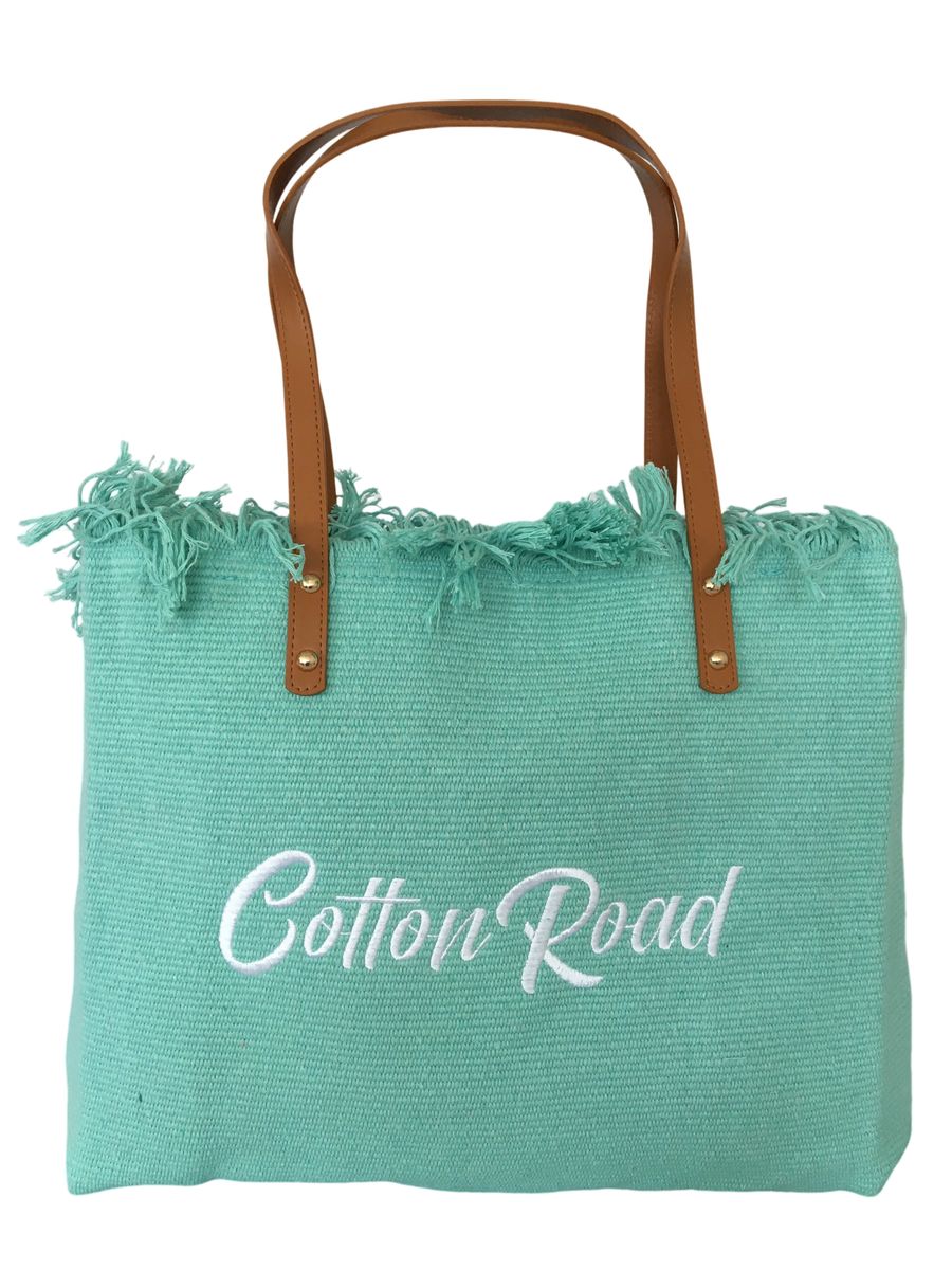 Cotton Road 15L Pure Cotton Tapestry Beach Bag - Black Large Shoulder Tote